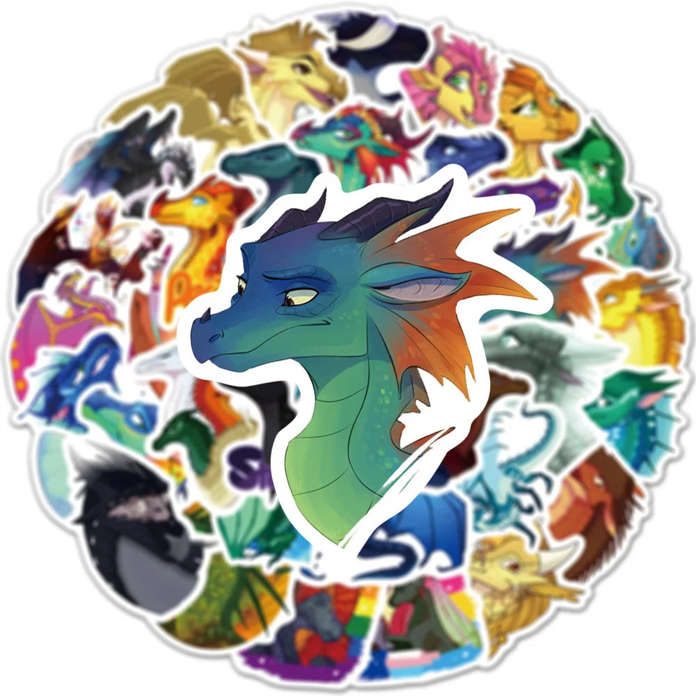 60PCS Firewing Flying Dragon Cartoon Graffiti Stickers Personalized Fashion Creative DIY Exquisite Decorative Decals Toys For Car Trolley Cases Laptop Personalized Guitar Water Cup Popular Stickers