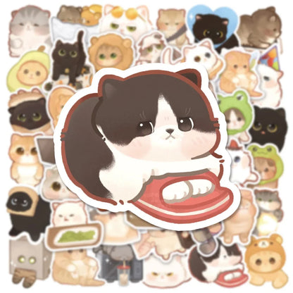 50PCS Cartoon Cute Cat New Personality Graffiti Creative Sticker DIY Guitar Suitcase Helmet Waterproof Notebook
