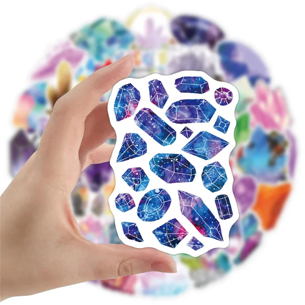 50PCS Crystal Graffiti Sticker Waterproof Removable Notebook Skateboard Trunk Motorcycle Guitar Cup Personality