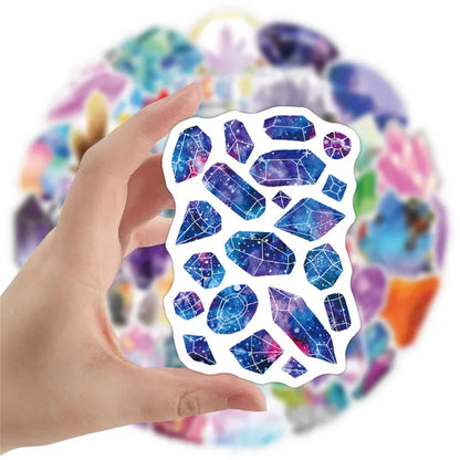 50PCS Crystal Graffiti Sticker Waterproof Removable Notebook Skateboard Trunk Motorcycle Guitar Cup Personality