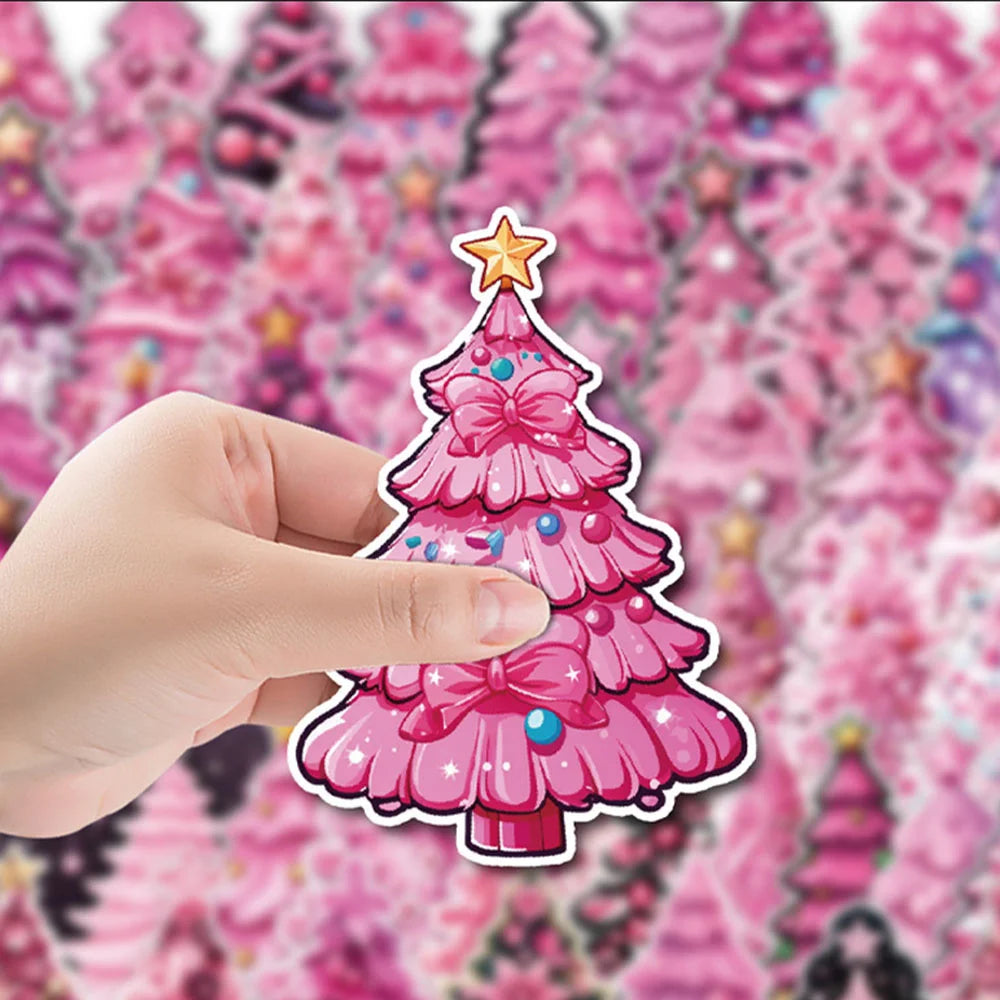50PCS New Ins Christmas Tree Stickers Cartoon Creative Animation IPad Desk Luggage Chair Decoration Waterproof