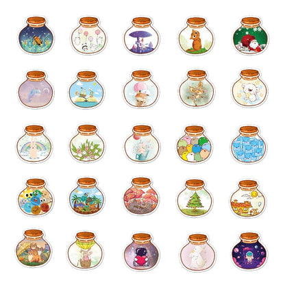 50PCS Cartoon Cute Ins Style Bottle Sticker for Luggage Laptop DIY IPad Bike Stationery Journal Water Cup Helmet