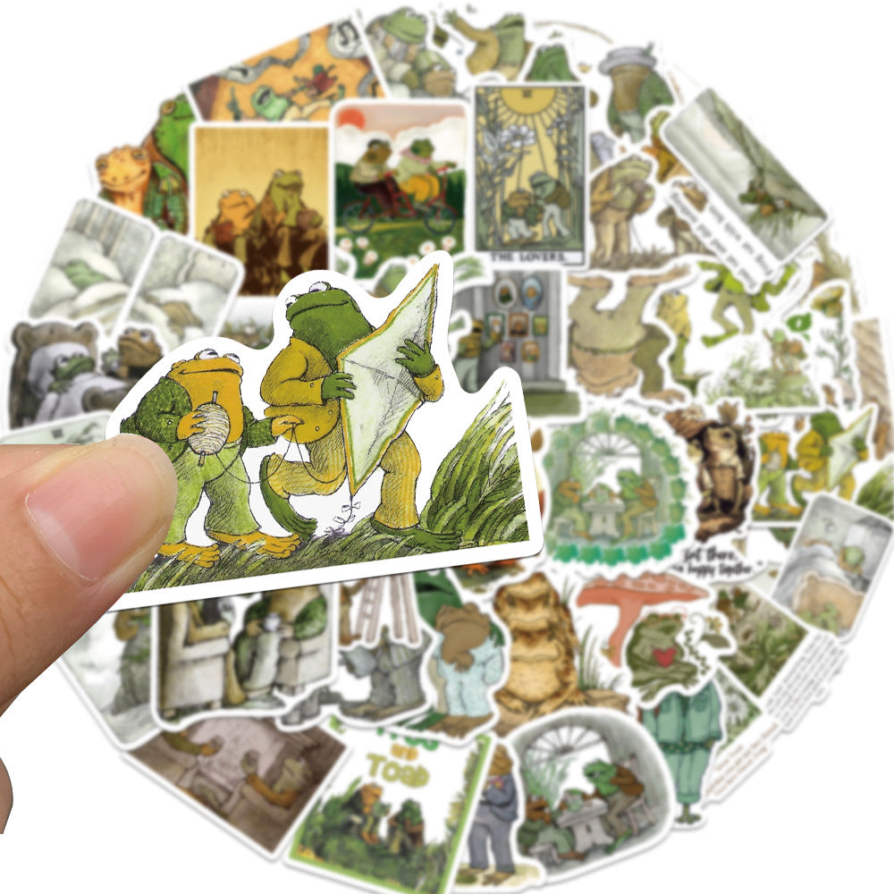 50PCS Classic Cute Frog Doodle Stickers, Cartoon Animal Vinyl Decals for Planners, Laptops, and Kawaii Collections