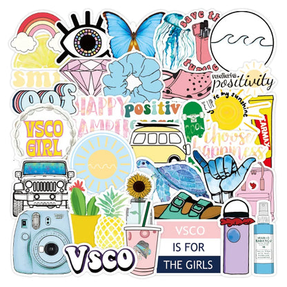 50PCS    Small Fresh Graffiti Stickers iPad Luggage Computer Helmet  DIY Scrapbook Wall Sticker Toy Decoration