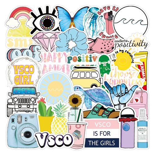50PCS    Small Fresh Graffiti Stickers iPad Luggage Computer Helmet  DIY Scrapbook Wall Sticker Toy Decoration