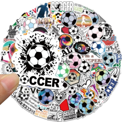 100PCS Ultimate Soccer Fan Sticker Pack, Bulk Cartoon Football Doodles for Match Day Gear, Scarves, and Team Spirit