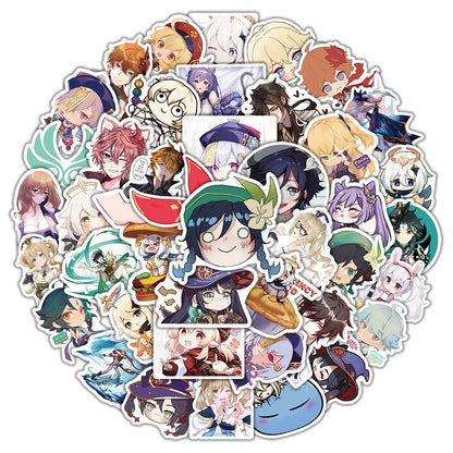 50PCS New Anime Game Genshin Graffiti Stickers Suitcase Guitar Car Skateboard Water Cup Waterproof Stickers