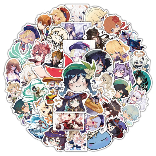 50PCS New Anime Game Genshin Graffiti Stickers Suitcase Guitar Car Skateboard Water Cup Waterproof Stickers