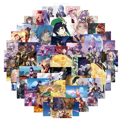 60PCS Genshin Impact Inspired Stickers - Anime Game Decals for Laptops, Water Bottles, Gaming Setups & Cosplay Gifts