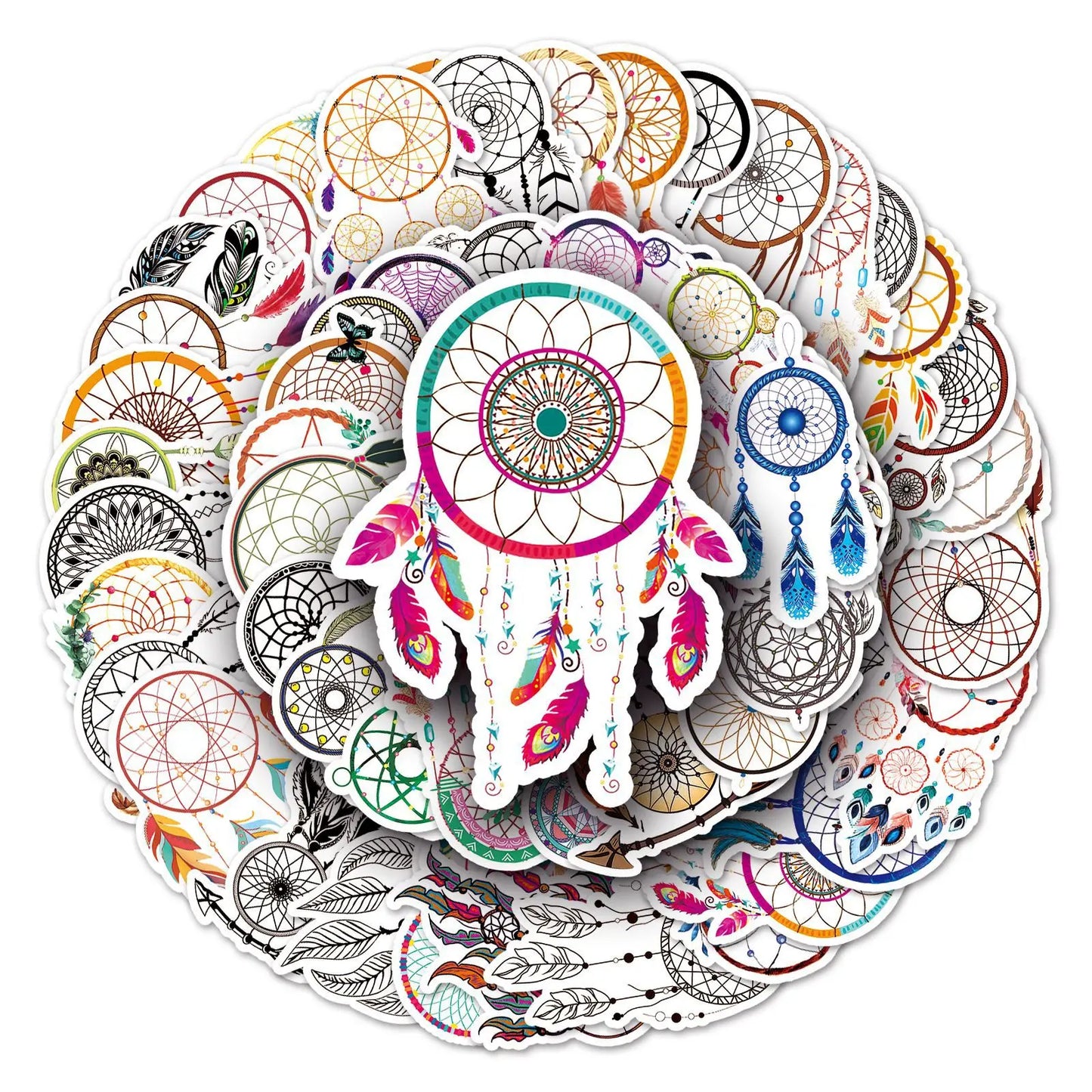 50PCS Cartoon Feather Stickers Graffiti Animals iPad Helmet Notebook  Computer Pattern Scrapbook Toys Decoration