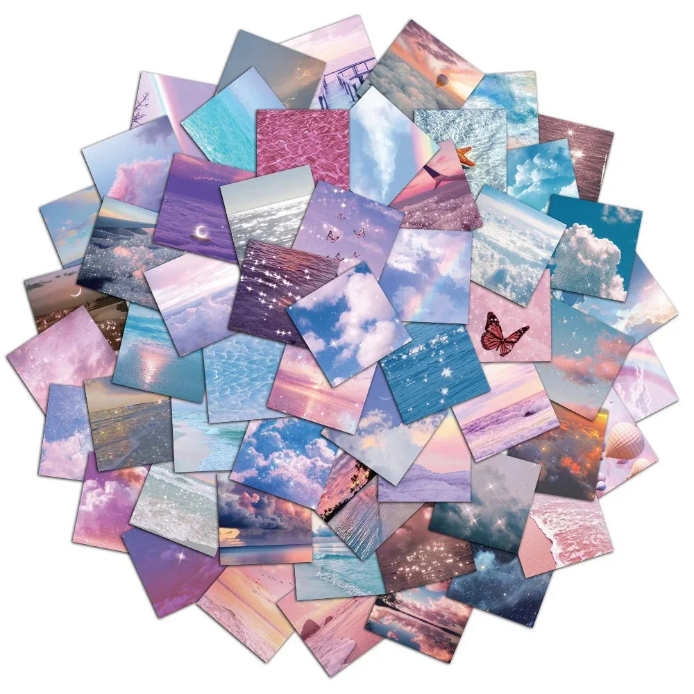 50PCS Ins Starry Sky Little Healing Cloud Stickers Decoration Mobile Phone Diary Luggage Stickers