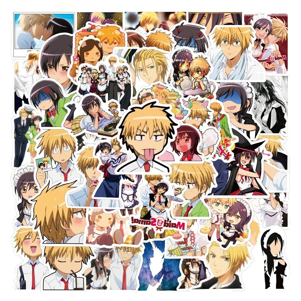 50PCS Cartoon Anime Maid-Themed Doodle Stickers Perfect for Notebooks, Skateboards, Water Bottles, Helmets, and Desktop Decor Elegant Adhesive Embellishments for Handmade Journals