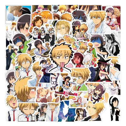 50PCS Cartoon Anime Maid-Themed Doodle Stickers Perfect for Notebooks, Skateboards, Water Bottles, Helmets, and Desktop Decor Elegant Adhesive Embellishments for Handmade Journals