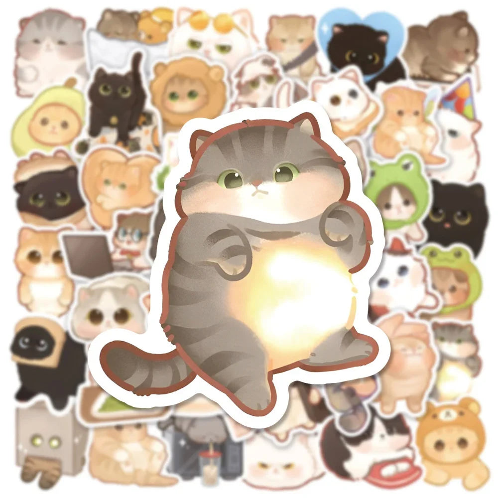 50PCS Cartoon Cute Cat New Personality Graffiti Creative Sticker DIY Guitar Suitcase Helmet Waterproof Notebook