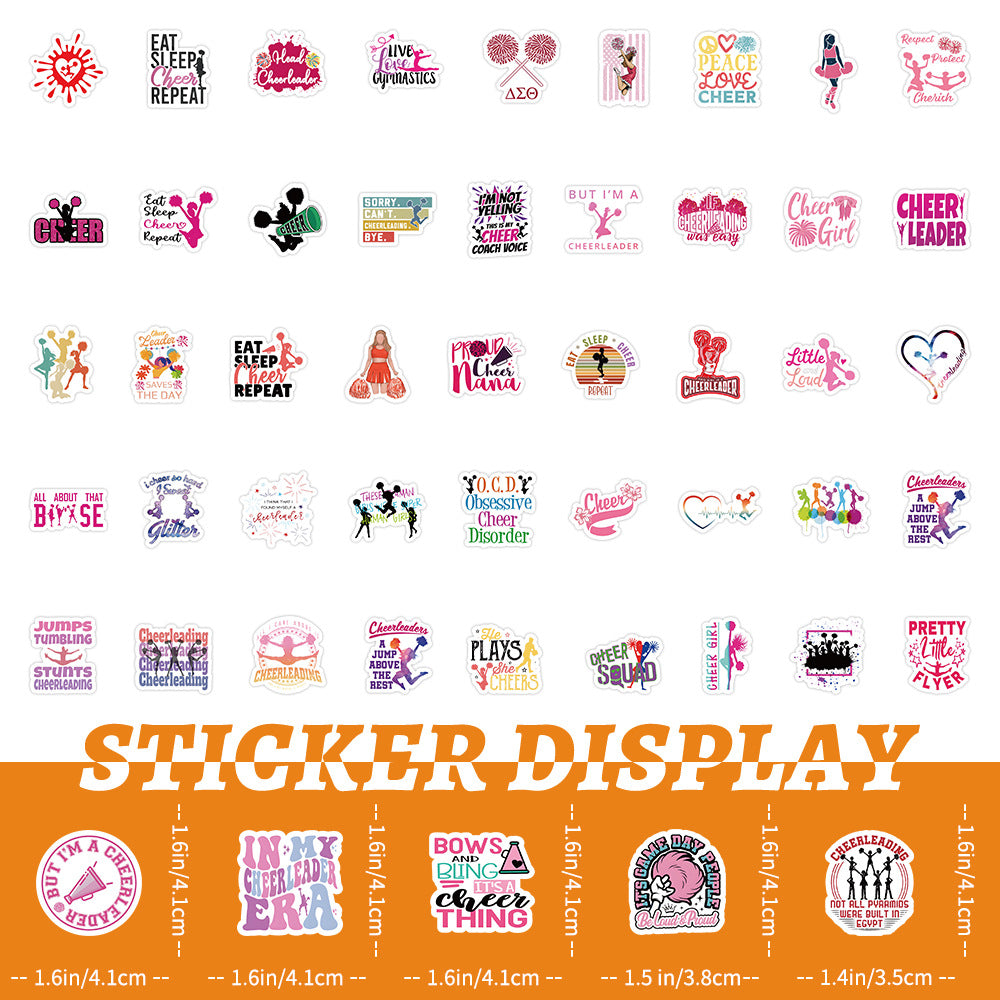 50PCS Cartoon Cute Cheerleader Series Decorative Doodle Stickers Exquisite, Fashionable, Creative DIY Decals Perfect for Cups, Helmets, Skateboards, Refrigerators, and Stationery Boxes