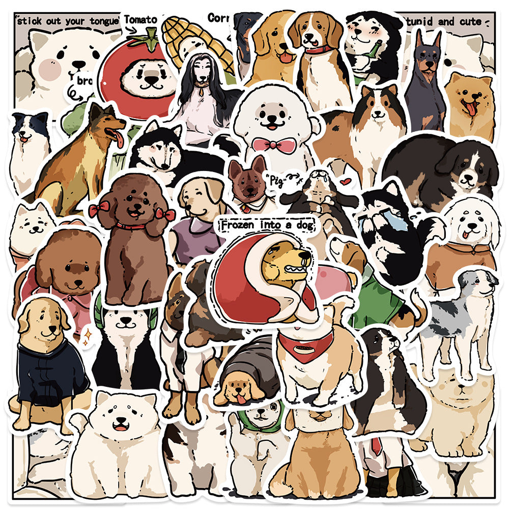 50PCS Inter-Species Encounter Stickers - Hand-Drawn Canine Epiphany Decals for Cross-Species Kinship Maps, Accidental Intimacy Journals & Animal Gaze Archives