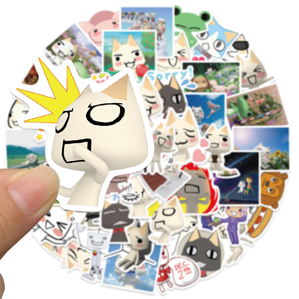50PCS Cute Cat Doodle Stickers, Cartoon Kitten Vinyl Decals for Laptop, Journal, Water Bottle