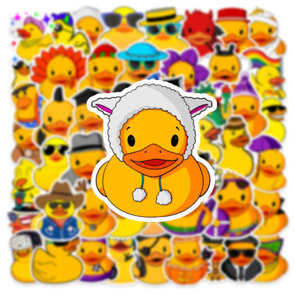50PCS Sunny Yellow Duck Doodle Stickers, Cute Bath Time Cartoon Decals for Cheerful Vibes and Kids‘ Crafts