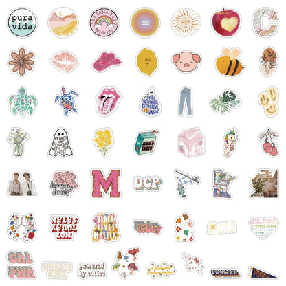 50PCS Small Fresh VSCO Cartoon Sticker Scrapbook Guitar Luggage Suitcase Phone Case Gift Toy PVC Sticker