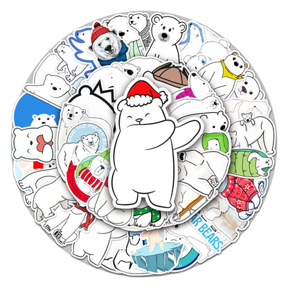 50PCS Polar Bear Cartoon Personality Graffiti Stickers Skateboard Luggage Laptop Mug Waterproof