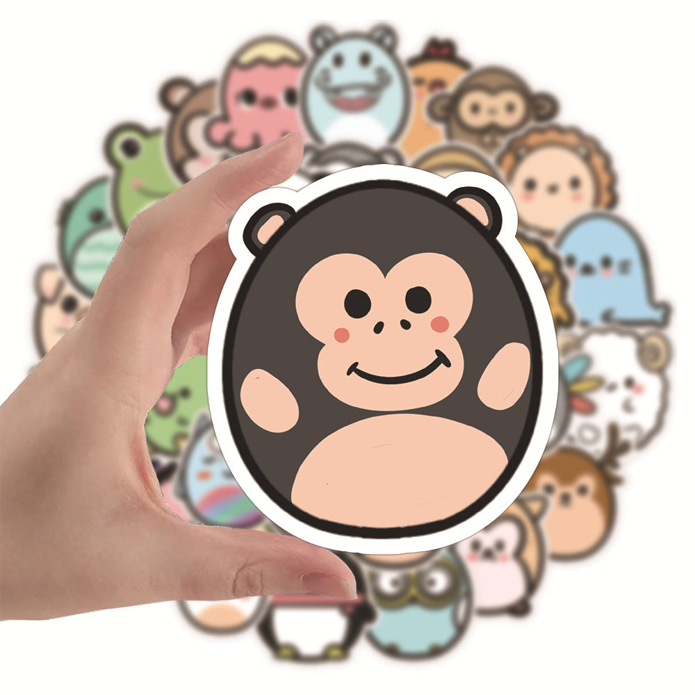 50PCS Cartoon Roly-Poly Animal Stickers - Kawaii Self-Righting Toy Doodle Decals for Journals, Nursery Decor & Resilience-Themed Gifts