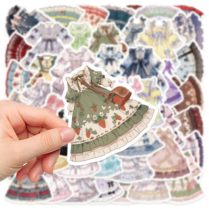50PCS Cute Cartoon Lolita Doodle Stickers Exquisite Fashion DIY Journal Decorative Decals Suitable for Phone Cases, Laptops, Skateboards, Water Bottles, Helmets, and Stationery Boxes
