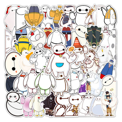 50PCS Cartoon Big White Decorative Stickers Suitcase Skateboard Guitar Car Waterproof Graffiti Suitcase Stickers