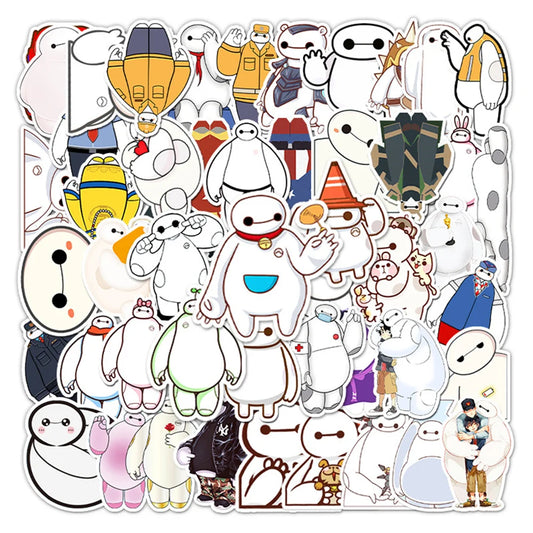 50PCS Cartoon Big White Decorative Stickers Suitcase Skateboard Guitar Car Waterproof Graffiti Suitcase Stickers