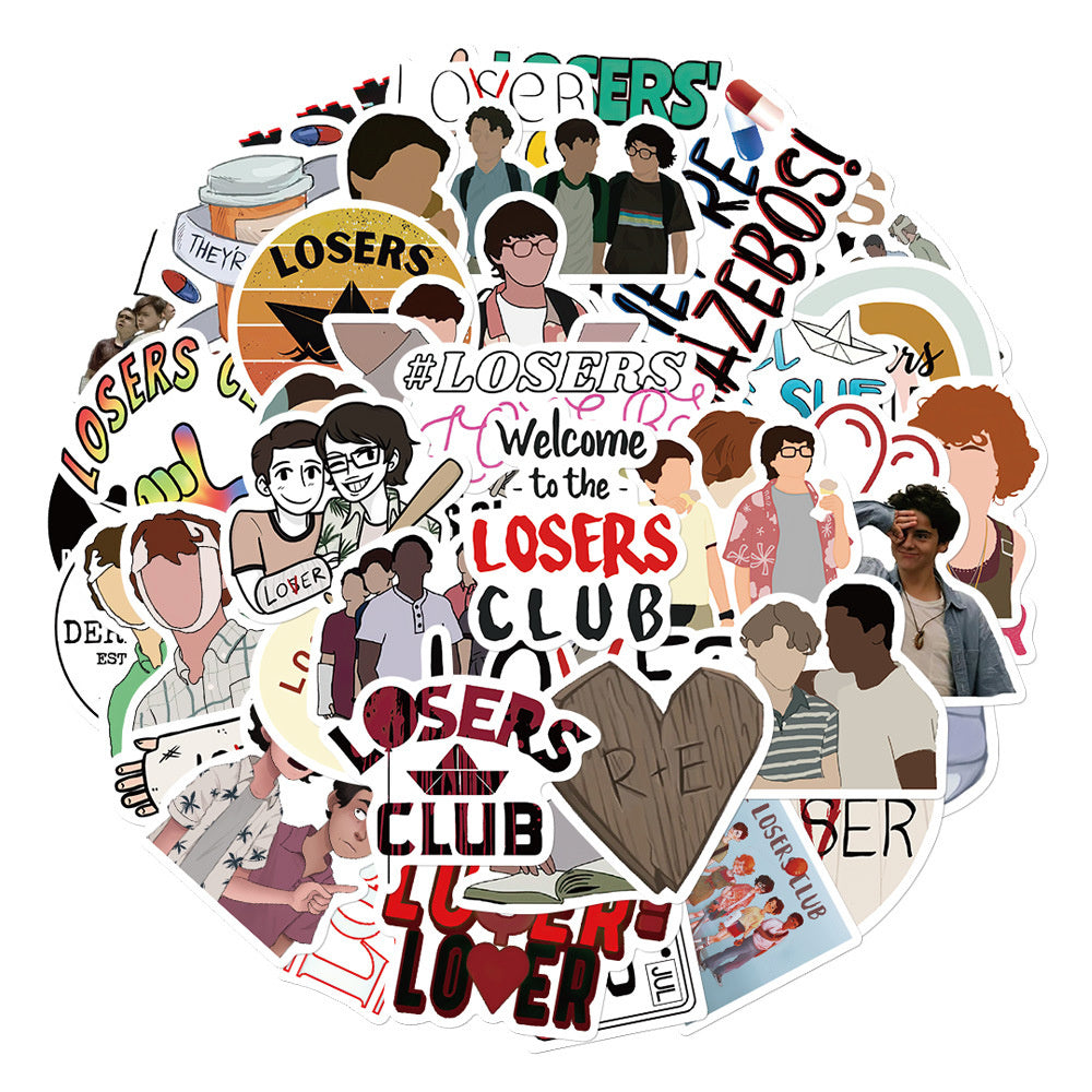 50PCS Derry‘s Losers Club Stickers, Cartoon Doodles of Friendship and Courage for Fans of the Classic Story