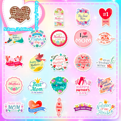 50PCS Thanksgiving & Mother's Day Stickers, Cute Cartoon Thank You & Love Doodles for Cards, Gifts, and Family Celebrations