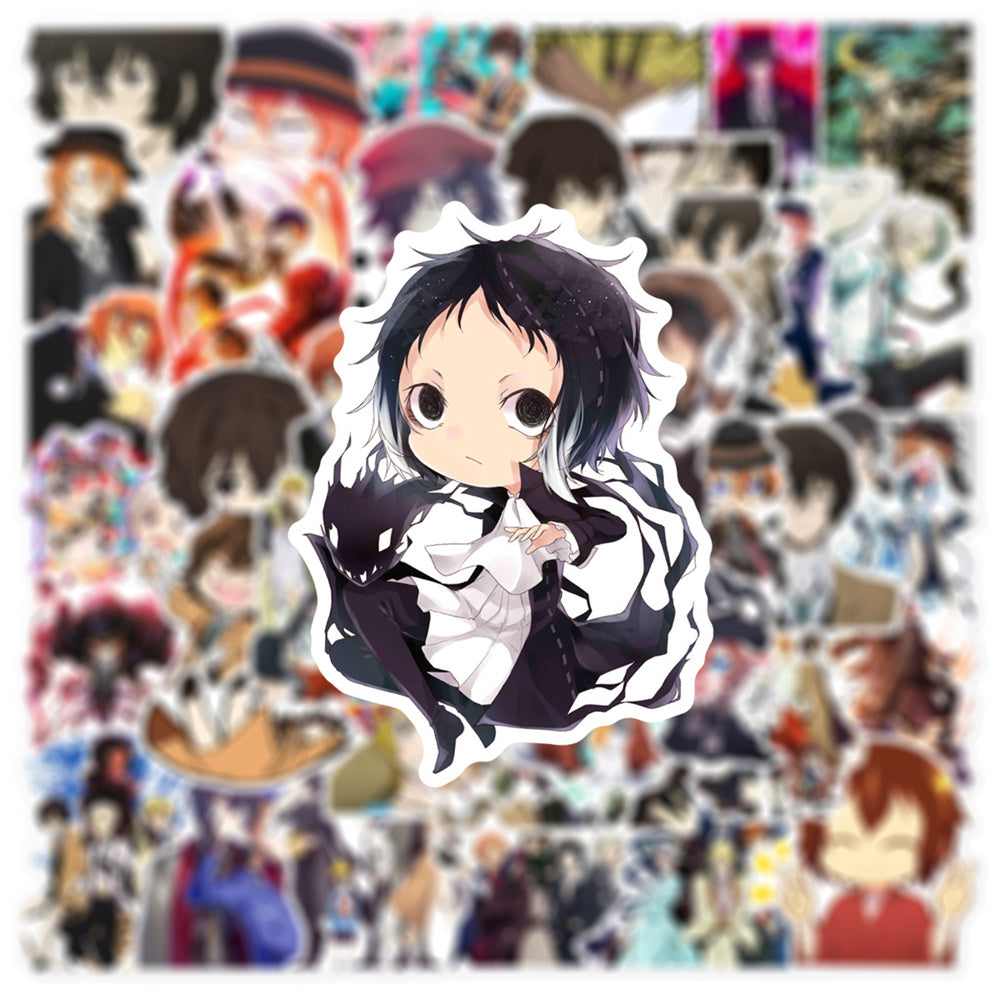 50PCS Cartoon Anime Bungo Stray Dogs Doodle Stickers Exquisite and Stylish DIY Journal Decorative Decals Suitable for Suitcases, Guitars, Helmets, Skateboards, and Stationery Cases