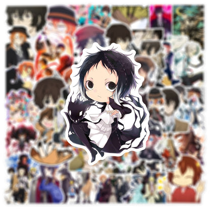 50PCS Cartoon Anime Bungo Stray Dogs Doodle Stickers Exquisite and Stylish DIY Journal Decorative Decals Suitable for Suitcases, Guitars, Helmets, Skateboards, and Stationery Cases