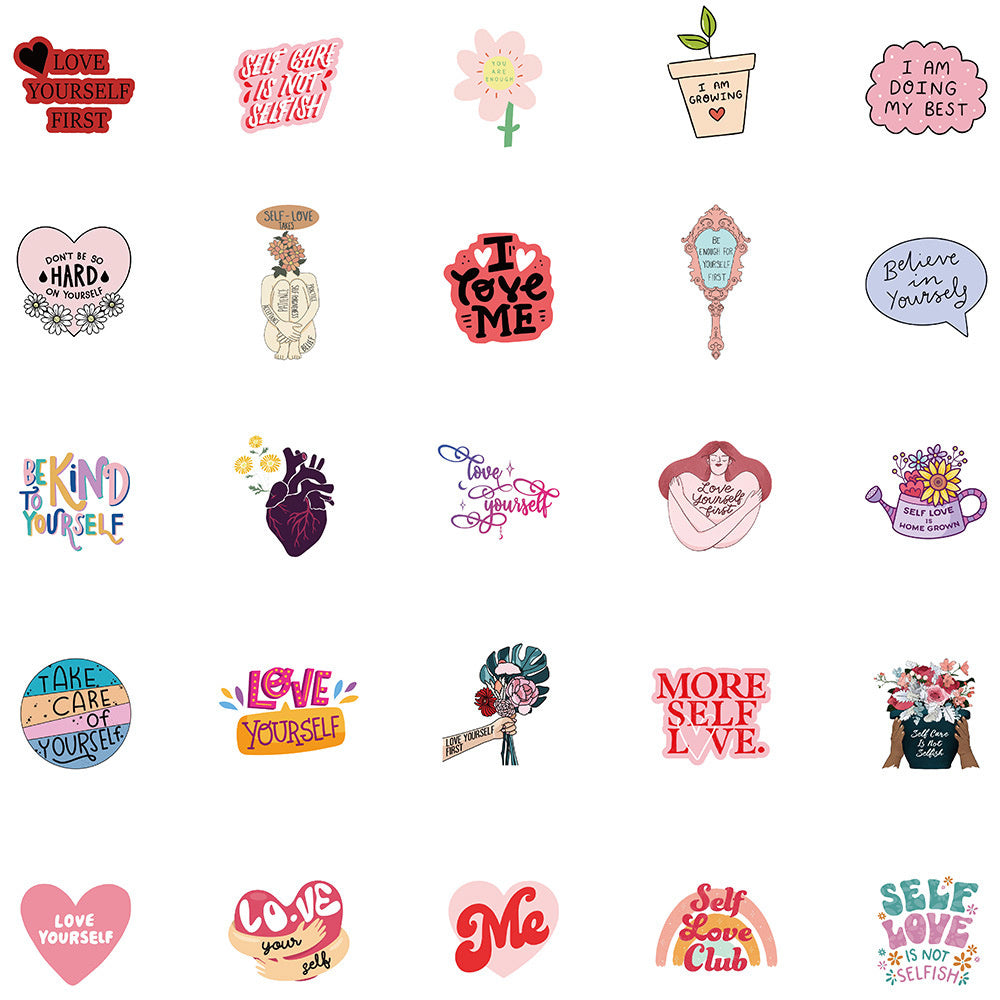 50PCS Self Love Stickers - Positive Affirmation Decals for Journals, Planners, Water Bottles & Mental Wellness Gifts