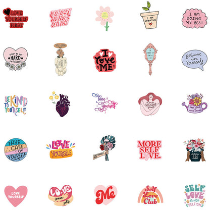 50PCS Self Love Stickers - Positive Affirmation Decals for Journals, Planners, Water Bottles & Mental Wellness Gifts