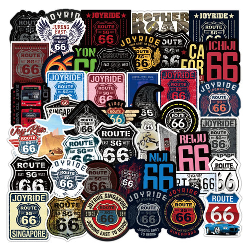 50pcs Us Route 66 Graffiti Sticker For Luggage Laptop Ipad Skateboard Guitar Refrigerator Motorcycle Sticker