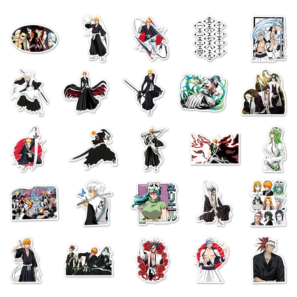 50pcs New Japanese Anime Bleach Character Graffiti Sticker For Luggage Laptop Ipad Skateboard Motorcycle Sticker