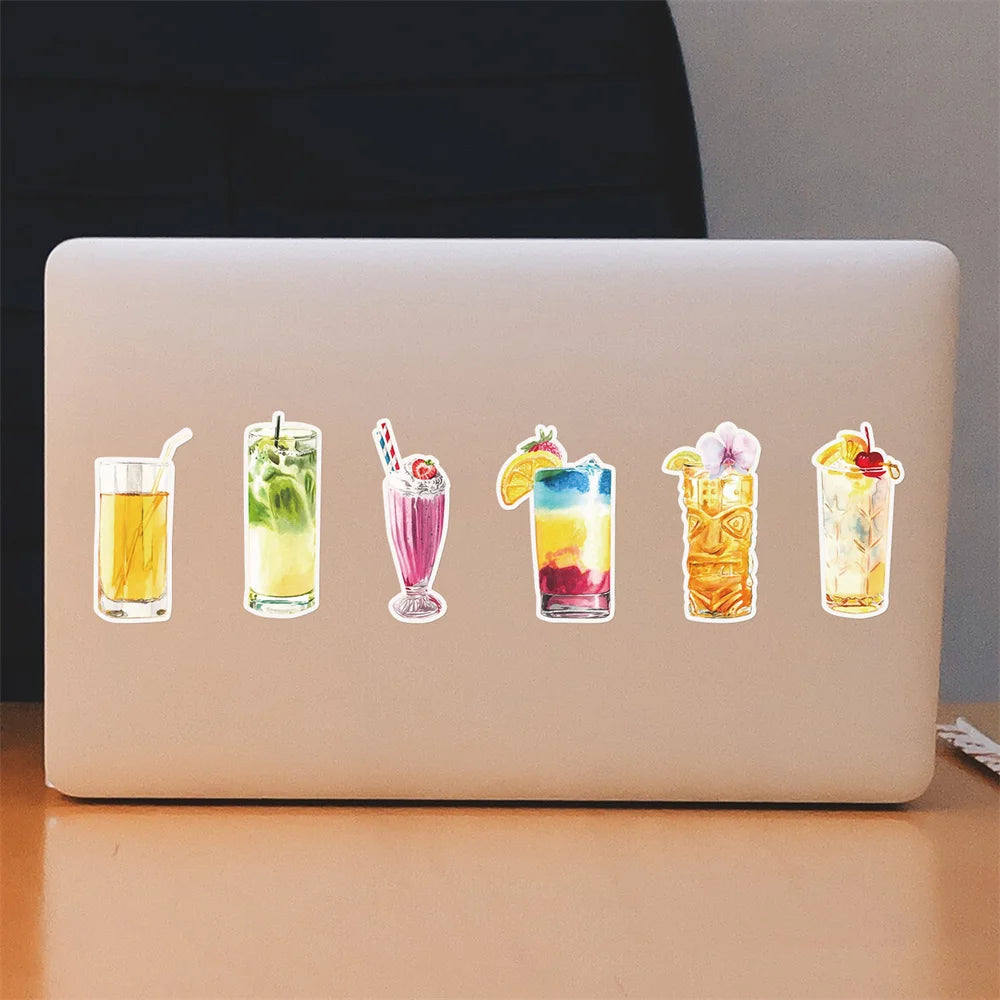 50PCS Cartoon Drinks Small Fresh Graffiti Waterproof Stickers Creative Decoration Trend Refrigerator HelmetGuitar