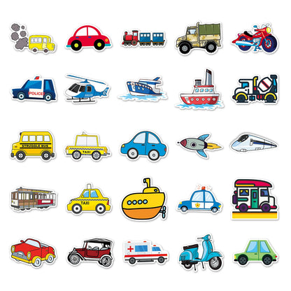 100PCS Cartoon Transport Graffiti Stickers Personalised Fashion Creative DIY Stickers Suitcase Notebook Helmet Car Guitar Beautifully Popular Decorative Decals Toys