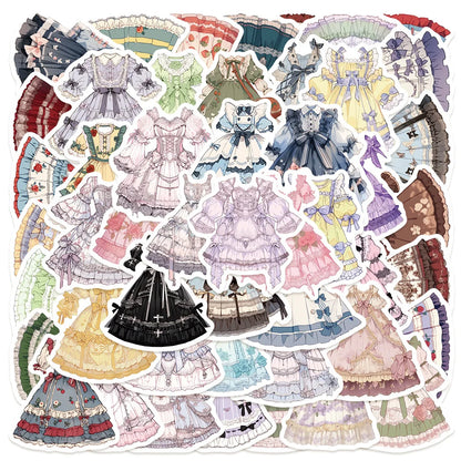 50PCS Cute Cartoon Lolita Doodle Stickers Exquisite Fashion DIY Journal Decorative Decals Suitable for Phone Cases, Laptops, Skateboards, Water Bottles, Helmets, and Stationery Boxes