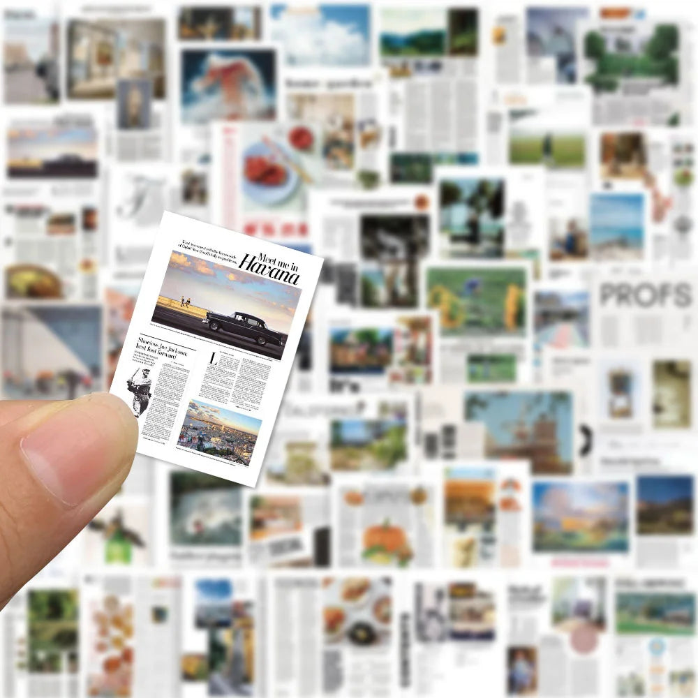 52 pieces of artistic cut newspaper art cartoon trendy graffiti stickers, personalized DIY decorative decal toys, laptops, ipads, skateboards, helmets, and exquisite and popular stickers