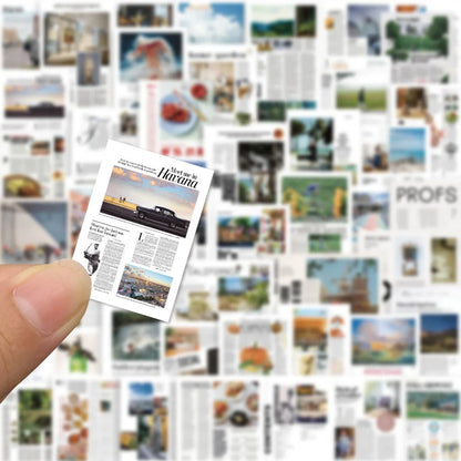 52 pieces of artistic cut newspaper art cartoon trendy graffiti stickers, personalized DIY decorative decal toys, laptops, ipads, skateboards, helmets, and exquisite and popular stickers
