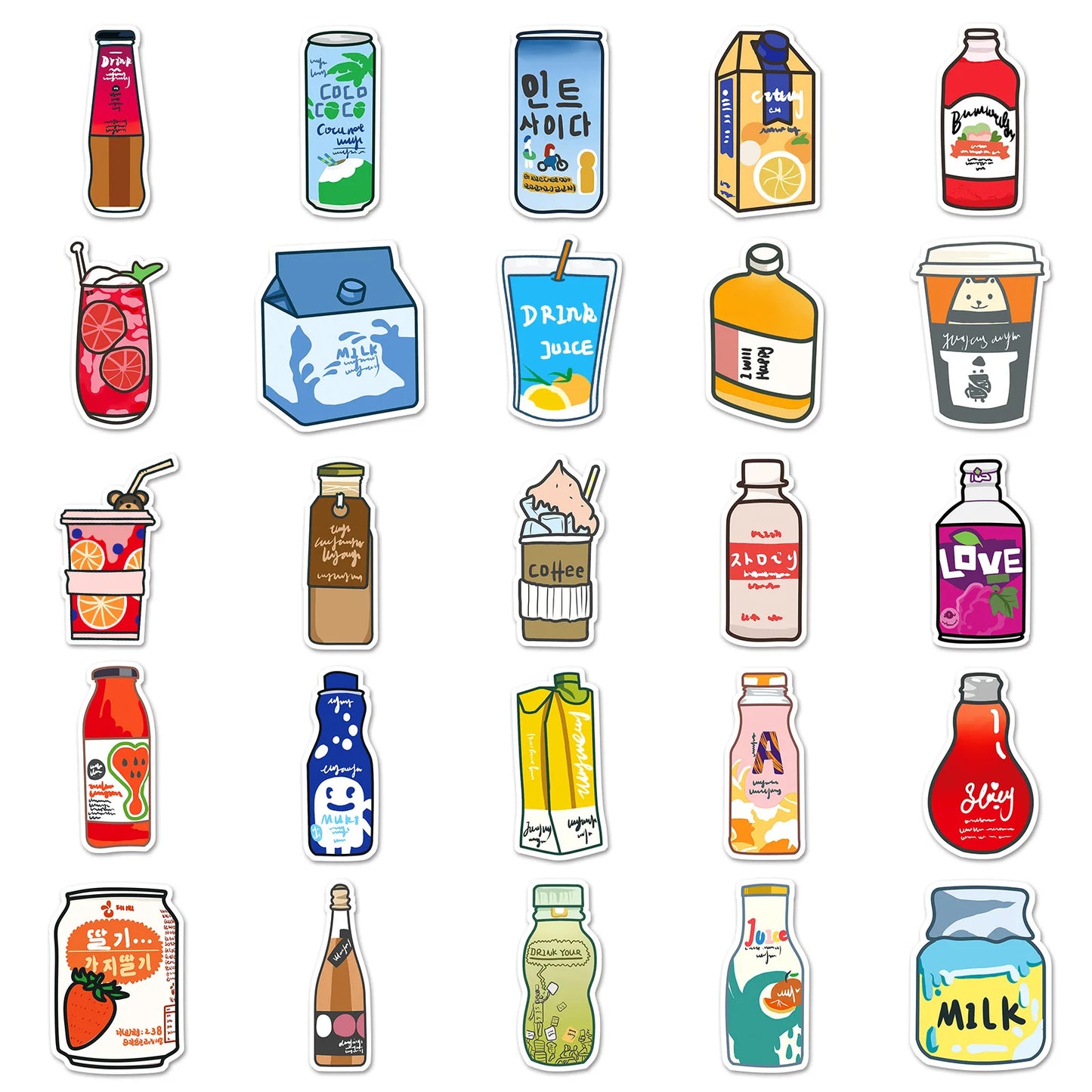 50PCS Trendy Cartoon Beverage Sticker Package Skateboard Guitar Decoration DIY iPad Waterproof Toy Graffiti Decal