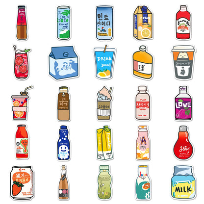 50PCS Trendy Cartoon Beverage Sticker Package Skateboard Guitar Decoration DIY iPad Waterproof Toy Graffiti Decal