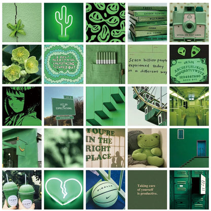 50PCS Green Personalized Landscape Painting Graffiti Sticker Suitcase Guitar Car Computer Waterproof PVC WaterCup
