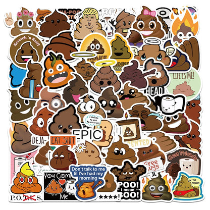 60PCS of poop fun and creative expression spoof graffiti stickers, personalized and fashionable creative trend decorated exquisite decal toys, refrigerator, guitar, skateboard, water cup, helmet, popular stickers