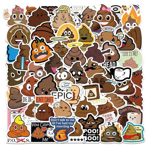 60PCS of poop fun and creative expression spoof graffiti stickers, personalized and fashionable creative trend decorated exquisite decal toys, refrigerator, guitar, skateboard, water cup, helmet, popular stickers