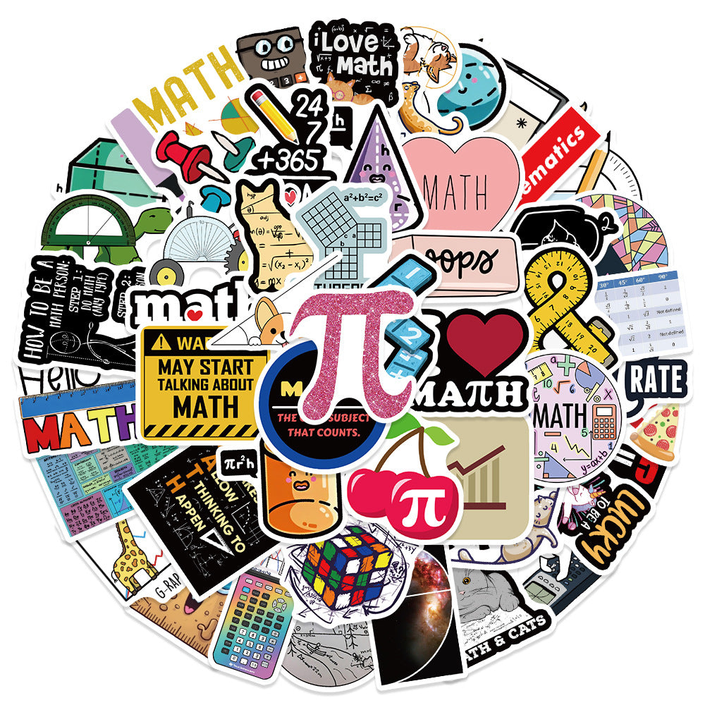 50PCS Math Doodle Stickers, Cartoon Formula & Calculator Decals for Student Planners, Notes, and School Supplies