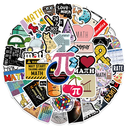50PCS Math Doodle Stickers, Cartoon Formula & Calculator Decals for Student Planners, Notes, and School Supplies