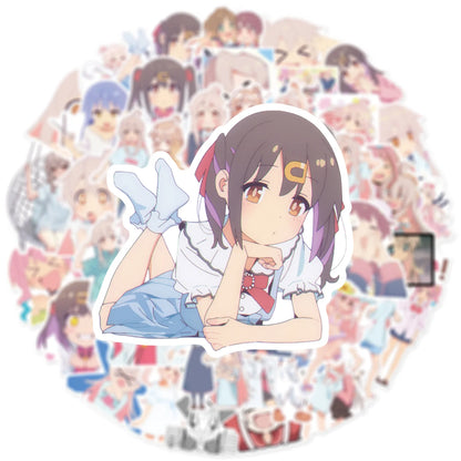 50PCS Trendy Cartoon Anime Girl Graffiti Water Cup Interior Decoration DIY Waterproof PVC Sticker Children Toys