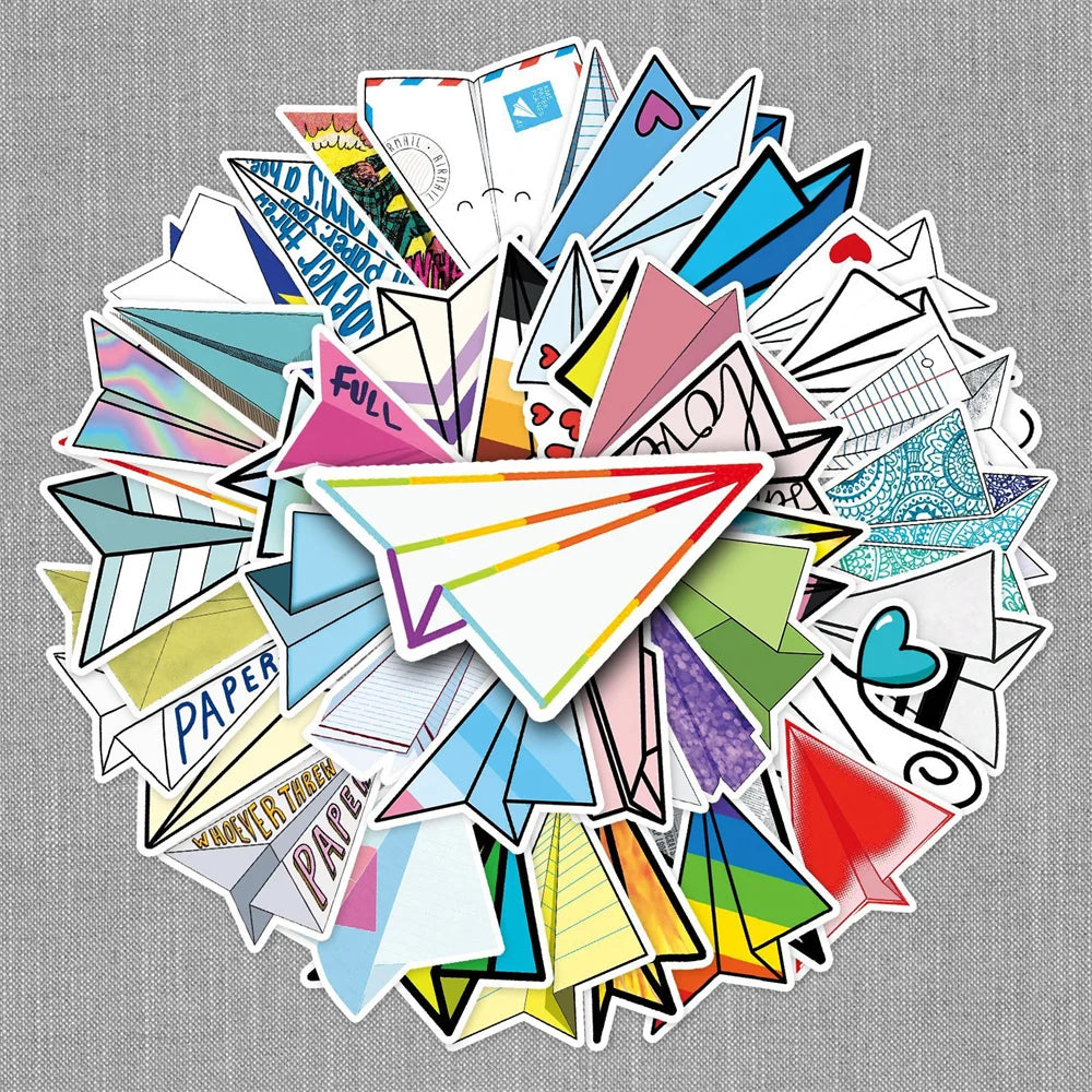 50PCS Paper Airplane Cartoon Personality Creative Graffiti Sticker   Suitcase Guitar Computer Waterproof Sticker